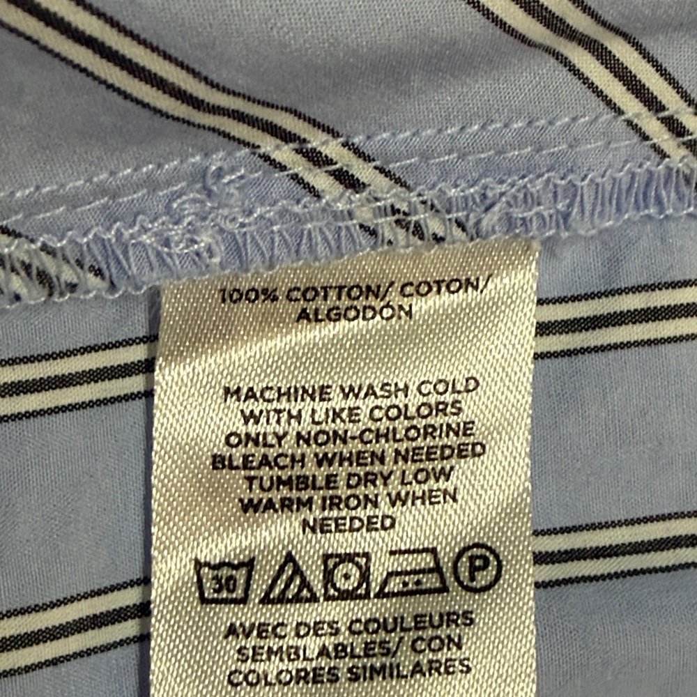 LOFT Light Blue Striped Half Button-Up Shirt  Dress size 6 NWT Cotton - Picture 7 of 8